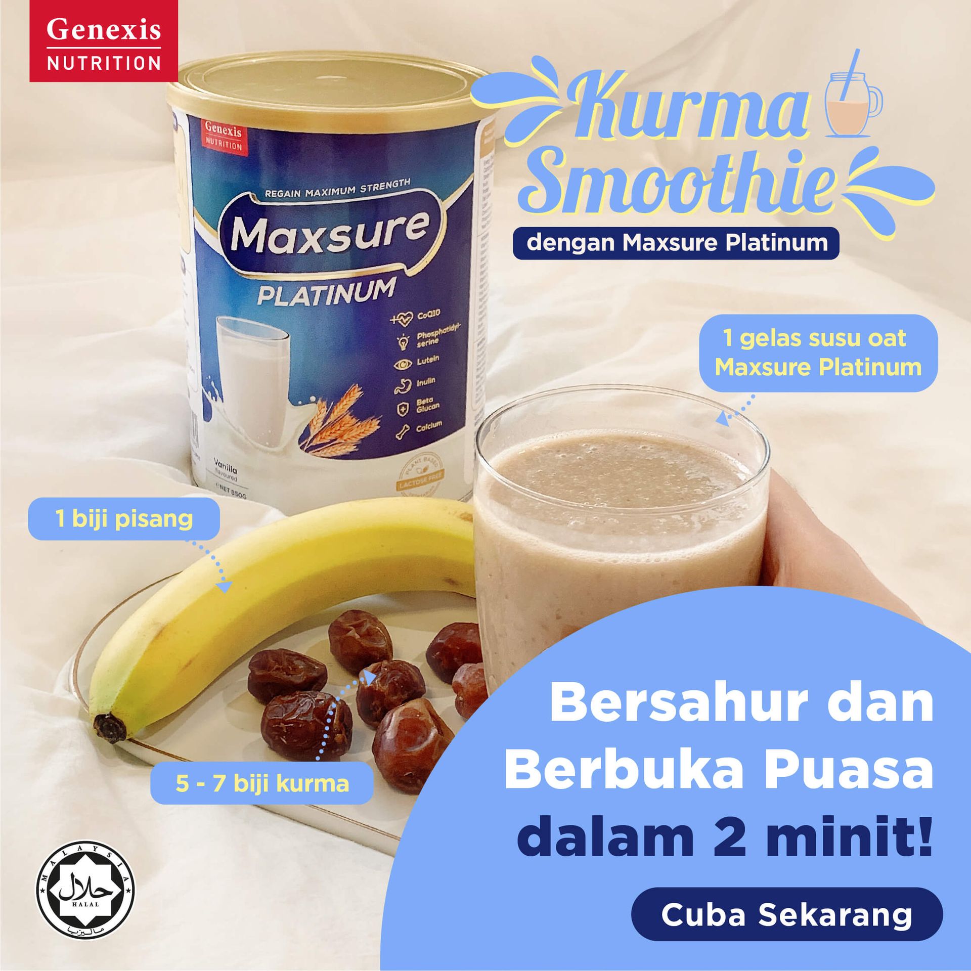 Bersahur dan berbuka dengan susu oat Maxsure Platinum!